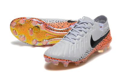 Nike Tiempo Legend 10 Elite FG Firm Ground Soccer Cleats - Grey/Orange/Black