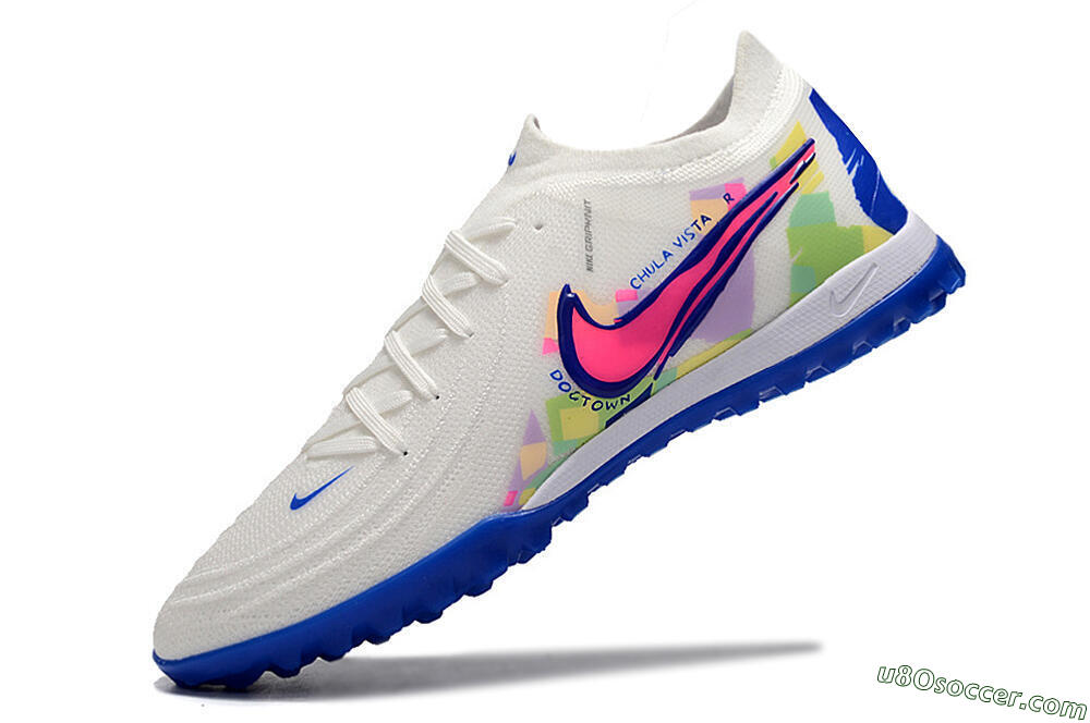 Nike Phantom Luna Elite TF Artificial Turf Soccer Shoes - White/Blue/Pink/Yellow 5