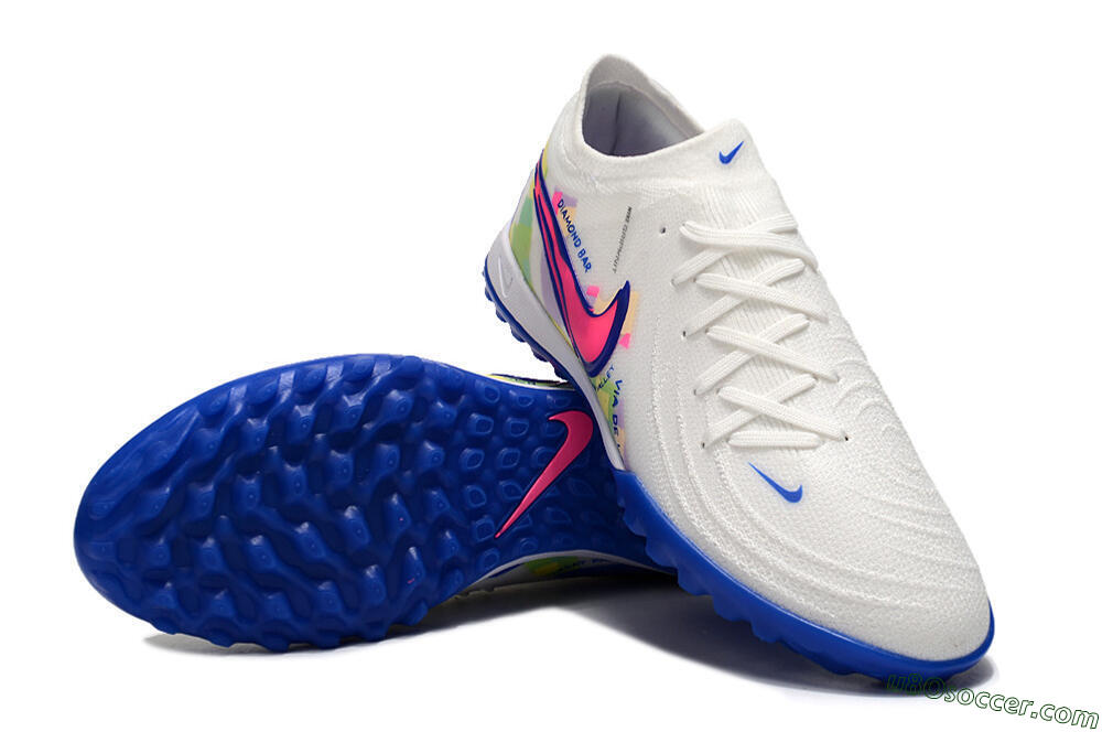 Nike Phantom Luna Elite TF Artificial Turf Soccer Shoes - White/Blue/Pink/Yellow 3