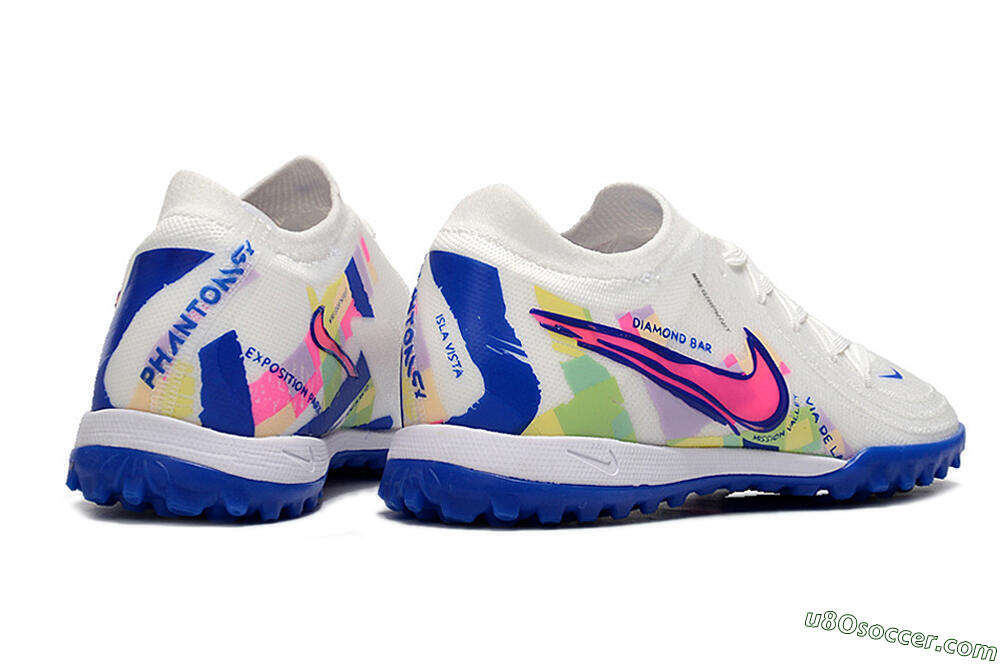 Nike Phantom Luna Elite TF Artificial Turf Soccer Shoes - White/Blue/Pink/Yellow 6