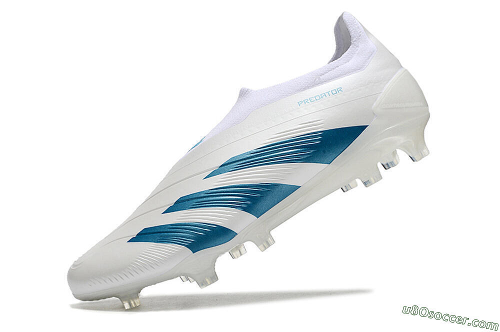 Adidas Predator Accuracy+ Laceless FG Firm Ground Soccer Cleats - White/Blue 5