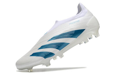 Adidas Predator Accuracy+ Laceless FG Firm Ground Soccer Cleats - White/Blue