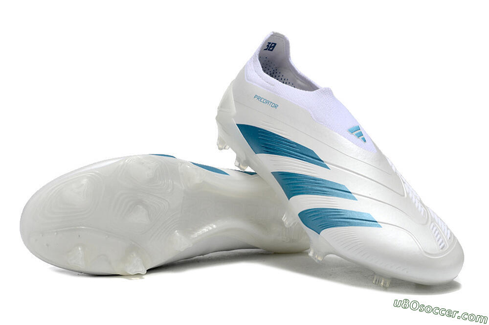 Adidas Predator Accuracy+ Laceless FG Firm Ground Soccer Cleats - White/Blue 3