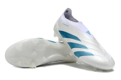 Adidas Predator Accuracy+ Laceless FG Firm Ground Soccer Cleats - White/Blue
