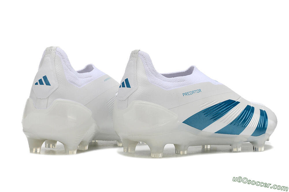 Adidas Predator Accuracy+ Laceless FG Firm Ground Soccer Cleats - White/Blue 6