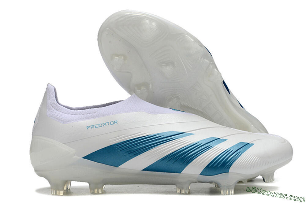 Adidas Predator Accuracy+ Laceless FG Firm Ground Soccer Cleats - White/Blue 1