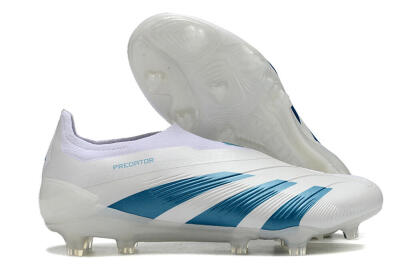 Adidas Predator Accuracy+ Laceless FG Firm Ground Soccer Cleats - White/Blue