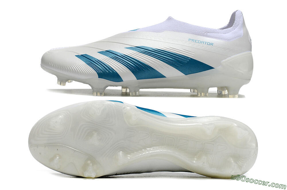 Adidas Predator Accuracy+ Laceless FG Firm Ground Soccer Cleats - White/Blue 0