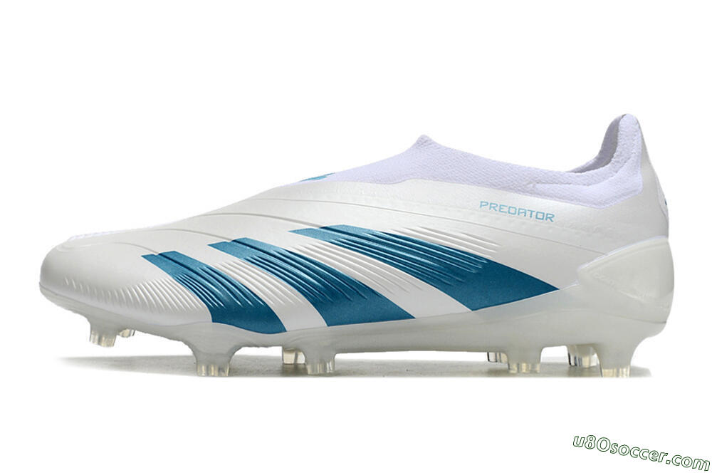 Adidas Predator Accuracy+ Laceless FG Firm Ground Soccer Cleats - White/Blue 2