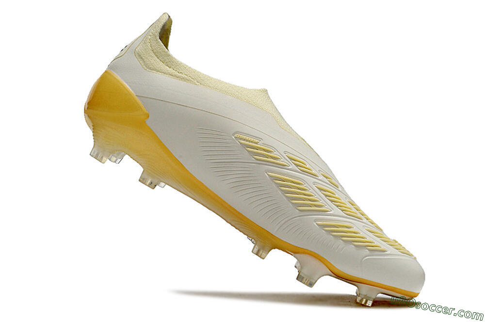 Adidas Predator Accuracy+ Laceless FG Firm Ground Soccer Cleats - White/Beige 4