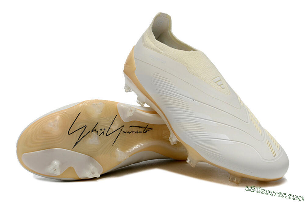 Adidas Predator Accuracy+ Laceless FG Firm Ground Soccer Cleats - White/Beige 3