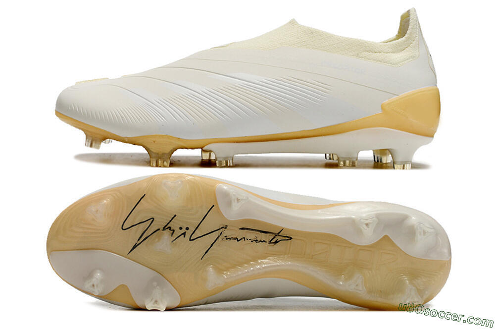 Adidas Predator Accuracy+ Laceless FG Firm Ground Soccer Cleats - White/Beige 0