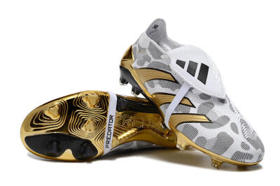 Adidas Predator Elite Foldover Tongue FG Firm Ground Soccer Cleats - White/Silver/Gold/Black