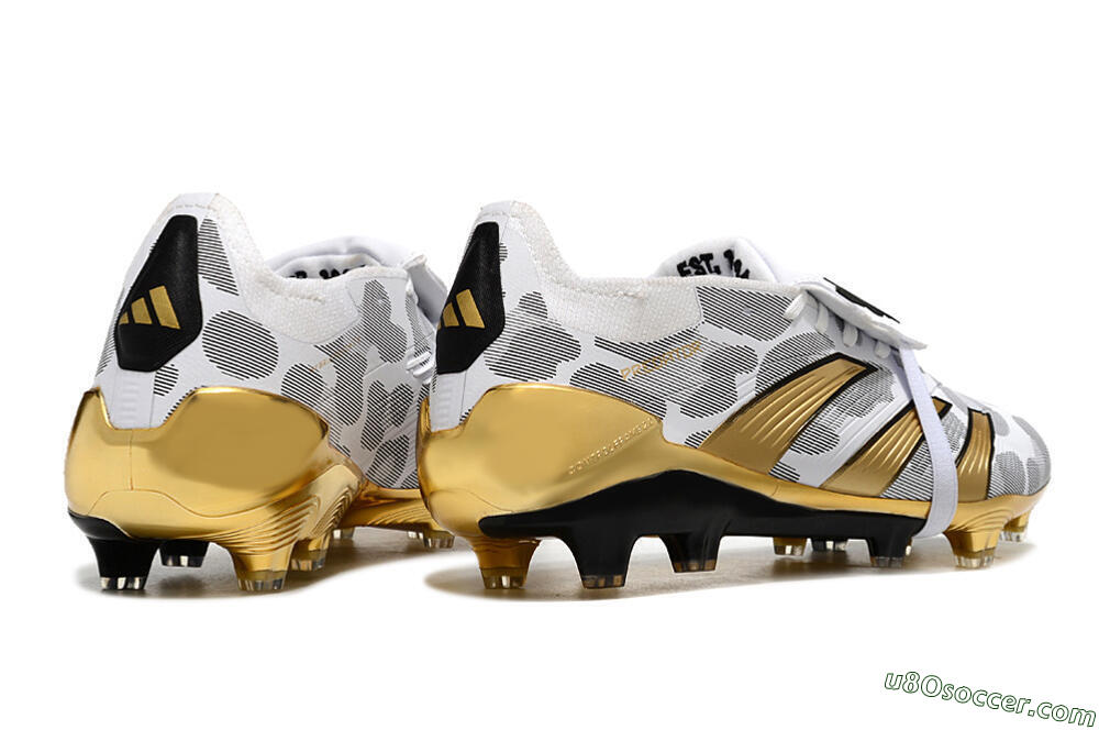 Adidas Predator Elite Foldover Tongue FG Firm Ground Soccer Cleats - White/Silver/Gold/Black 6