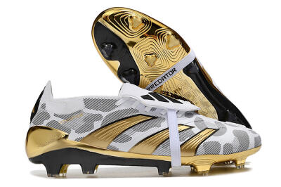 Adidas Predator Elite Foldover Tongue FG Firm Ground Soccer Cleats - White/Silver/Gold/Black
