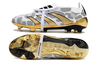 Adidas Predator Elite Foldover Tongue FG Firm Ground Soccer Cleats - White/Silver/Gold/Black