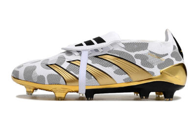 Adidas Predator Elite Foldover Tongue FG Firm Ground Soccer Cleats - White/Silver/Gold/Black