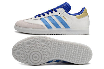 Adidas Samba Messi IC Indoor & Futsal Soccer Shoes - Grey/White/Blue/Gold