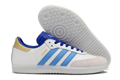 Adidas Samba Messi IC Indoor & Futsal Soccer Shoes - Grey/White/Blue/Gold