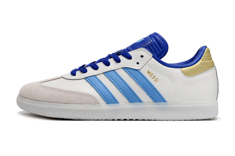 Adidas Samba Messi IC Indoor & Futsal Soccer Shoes - Grey/White/Blue/Gold 2