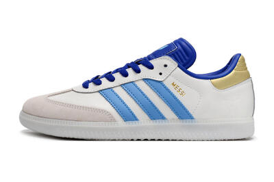 Adidas Samba Messi IC Indoor & Futsal Soccer Shoes - Grey/White/Blue/Gold