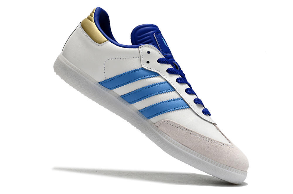 Adidas Samba Messi IC Indoor & Futsal Soccer Shoes - Grey/White/Blue/Gold 4