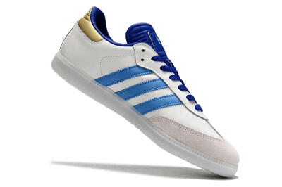 Adidas Samba Messi IC Indoor & Futsal Soccer Shoes - Grey/White/Blue/Gold