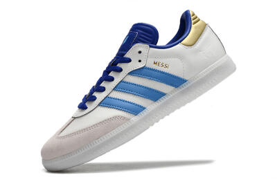 Adidas Samba Messi IC Indoor & Futsal Soccer Shoes - Grey/White/Blue/Gold