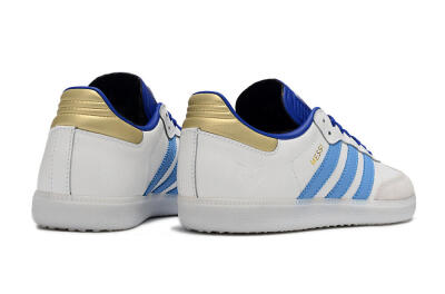 Adidas Samba Messi IC Indoor & Futsal Soccer Shoes - Grey/White/Blue/Gold