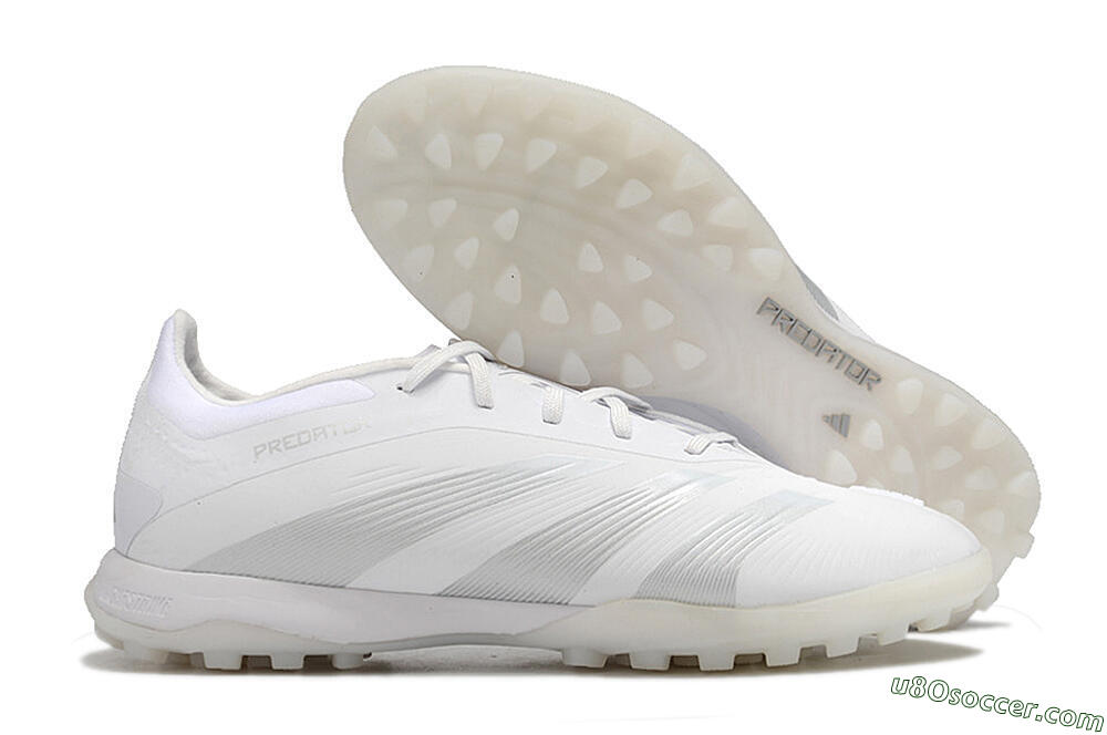 Adidas Predator 24 Elite TF Artificial Turf Soccer Shoes - White/Silver/Beige 1