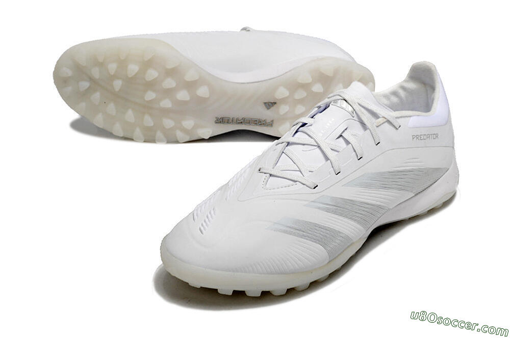 Adidas Predator 24 Elite TF Artificial Turf Soccer Shoes - White/Silver/Beige 3