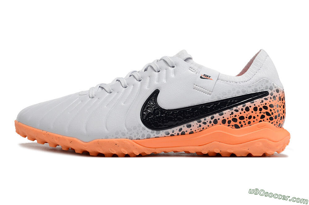 Nike Tiempo Legend 10 Pro TF Artificial Turf Soccer Shoes - White/Black/Orange 2