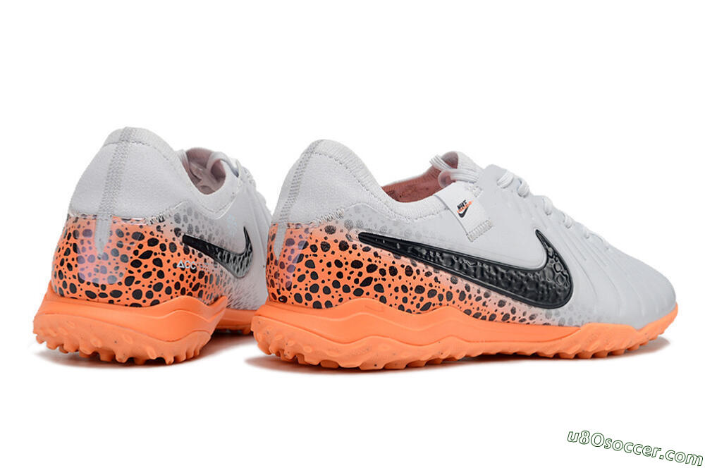 Nike Tiempo Legend 10 Pro TF Artificial Turf Soccer Shoes - White/Black/Orange 6