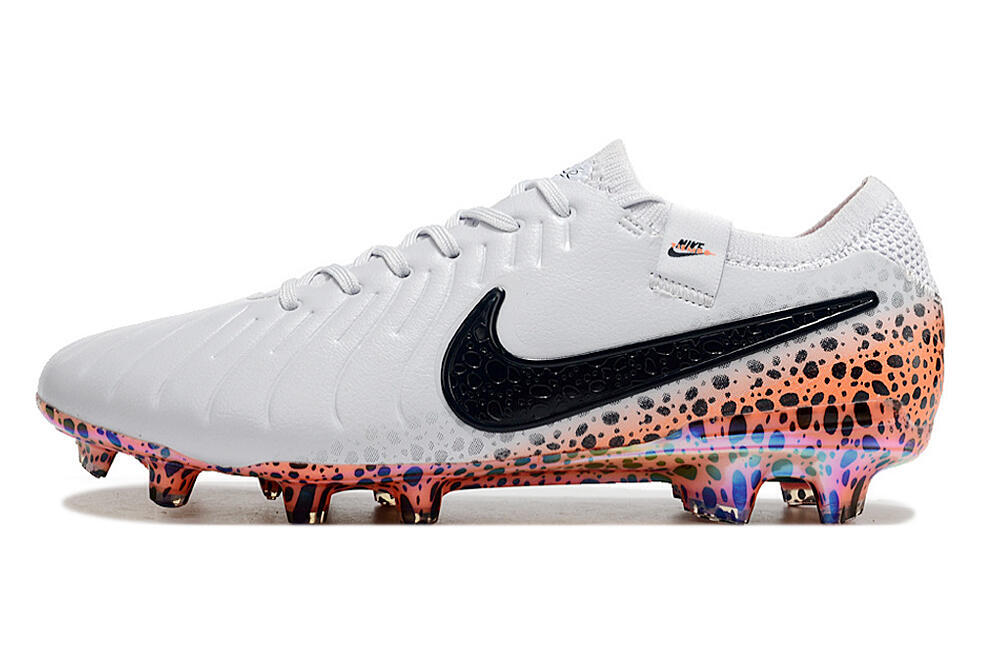 Nike Tiempo Legend 10 Elite FG Firm Ground Soccer Cleats - White/Black/Leopard/Gold 2