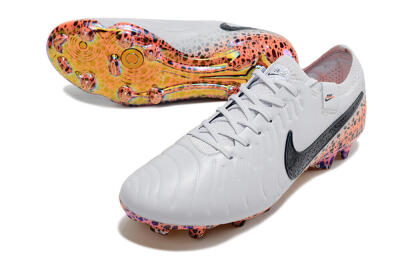 Nike Tiempo Legend 10 Elite FG Firm Ground Soccer Cleats - White/Black/Leopard/Gold