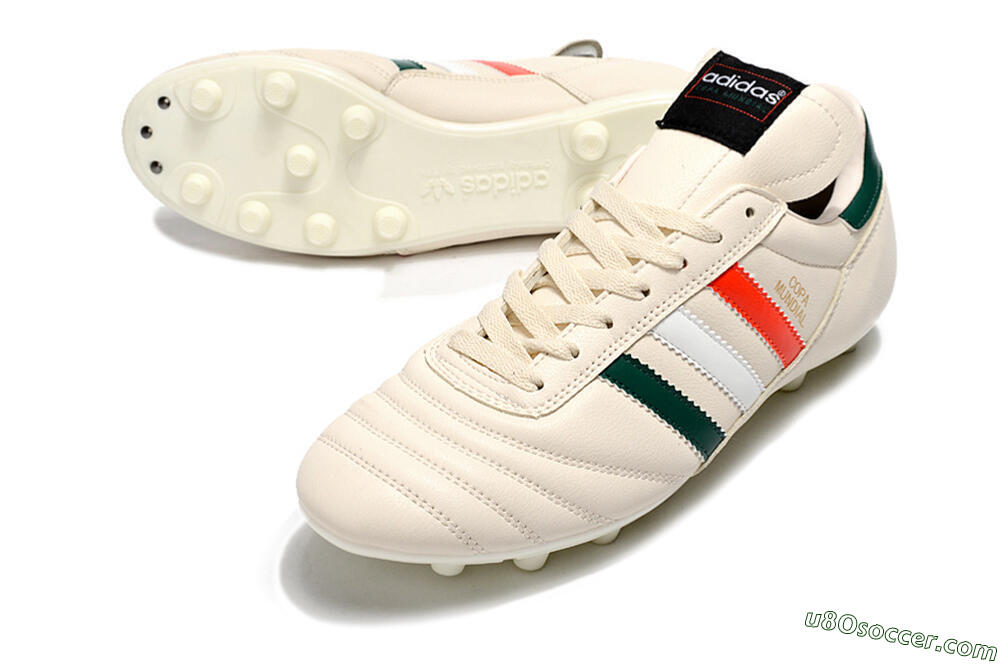 Adidas Copa Mundial FG Firm Ground Soccer Cleats - Beige/Green/White/Red 3