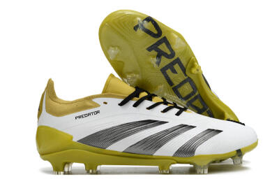 Adidas Predator Accuracy FG Firm Ground Soccer Cleats - White/Black/Yellow
