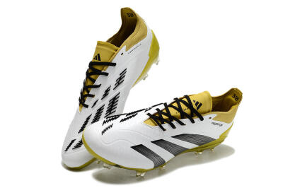 Adidas Predator Accuracy FG Firm Ground Soccer Cleats - White/Black/Yellow