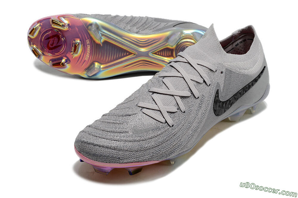 Nike Phantom Luna Elite NU FG Firm Ground Soccer Cleats - Grey/Black/Blue 3
