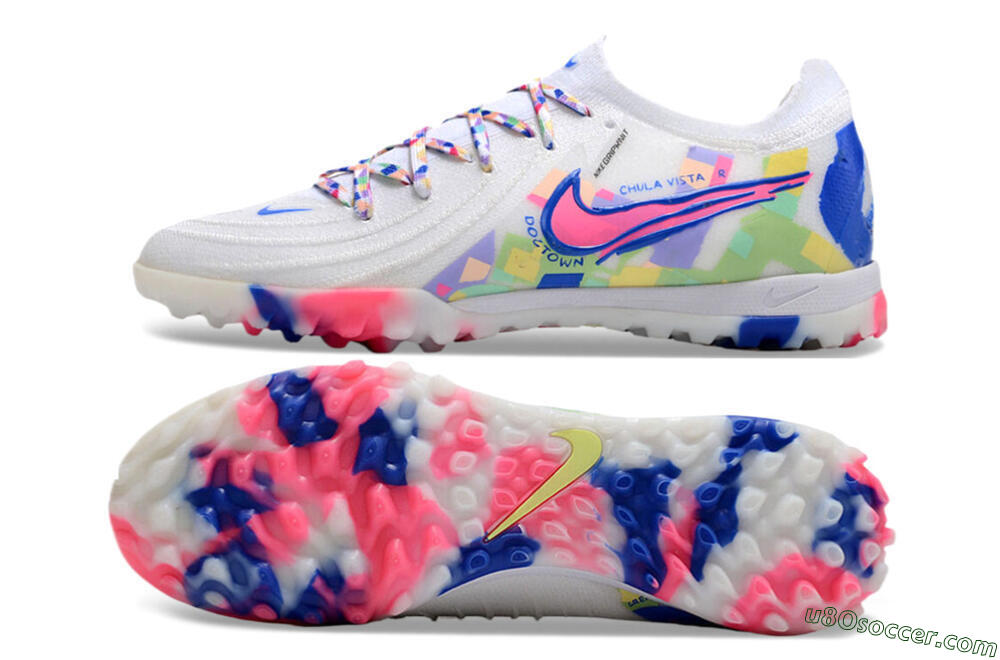 Nike Phantom GX 2 Elite TF Artificial Turf Soccer Shoes - White/Blue/Pink/Yellow 0