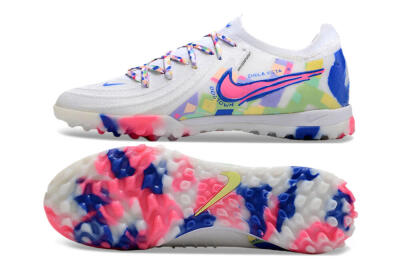 Nike Phantom GX 2 Elite TF Artificial Turf Soccer Shoes - White/Blue/Pink/Yellow