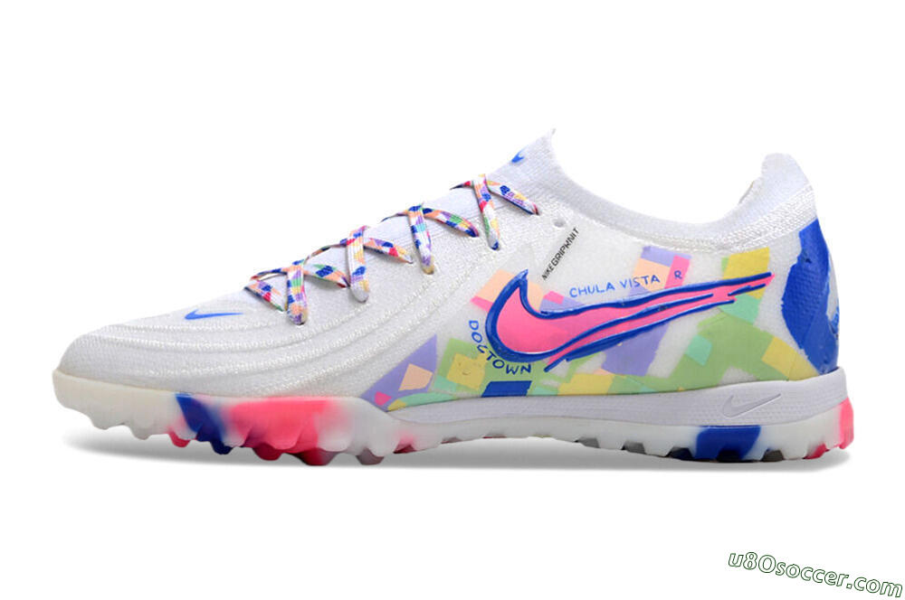 Nike Phantom GX 2 Elite TF Artificial Turf Soccer Shoes - White/Blue/Pink/Yellow 2
