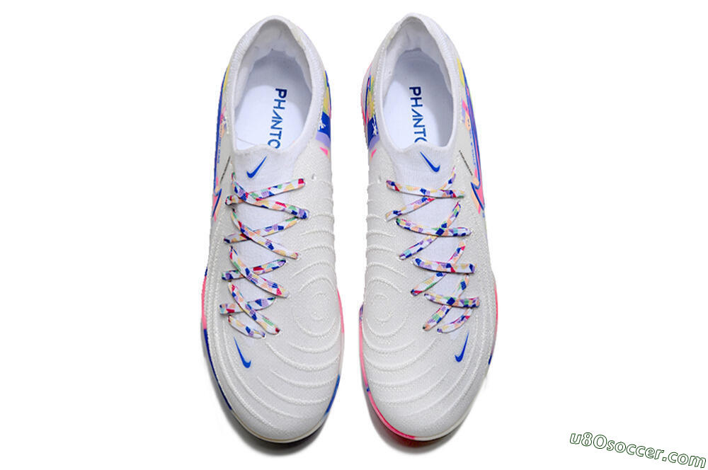 Nike Phantom GX 2 Elite TF Artificial Turf Soccer Shoes - White/Blue/Pink/Yellow 4
