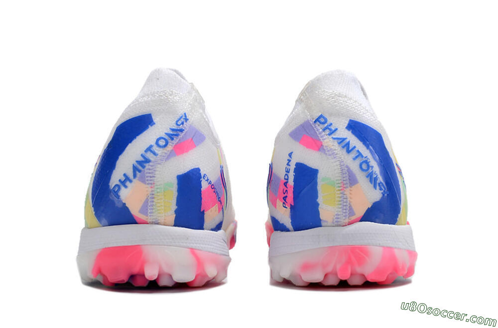Nike Phantom GX 2 Elite TF Artificial Turf Soccer Shoes - White/Blue/Pink/Yellow 5
