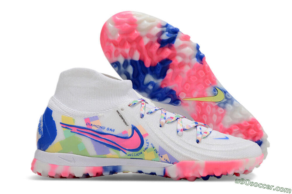 Nike Phantom Luna 2 Elite TF Artificial Turf Soccer Shoes - White/Pink/Blue 1