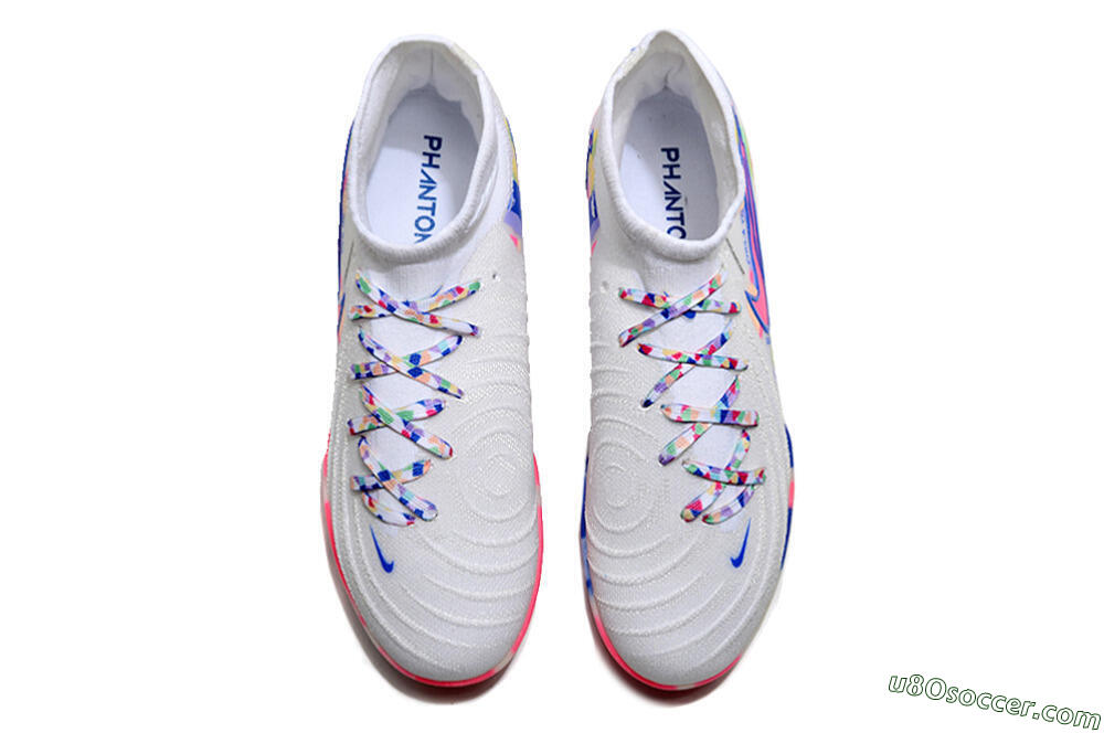 Nike Phantom Luna 2 Elite TF Artificial Turf Soccer Shoes - White/Pink/Blue 4