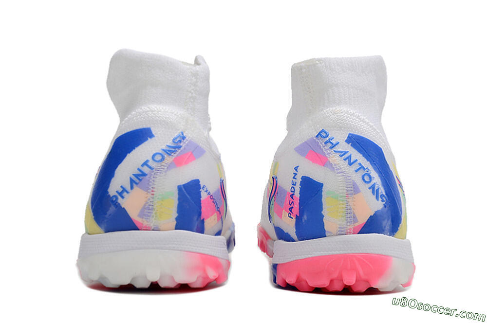Nike Phantom Luna 2 Elite TF Artificial Turf Soccer Shoes - White/Pink/Blue 5