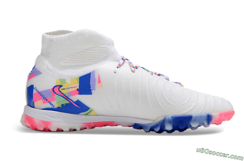 Nike Phantom Luna 2 Elite TF Artificial Turf Soccer Shoes - White/Pink/Blue 7
