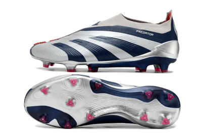 Adidas Predator Accuracy+ Laceless FG Firm Ground Soccer Cleats - Silver/Blue/Red