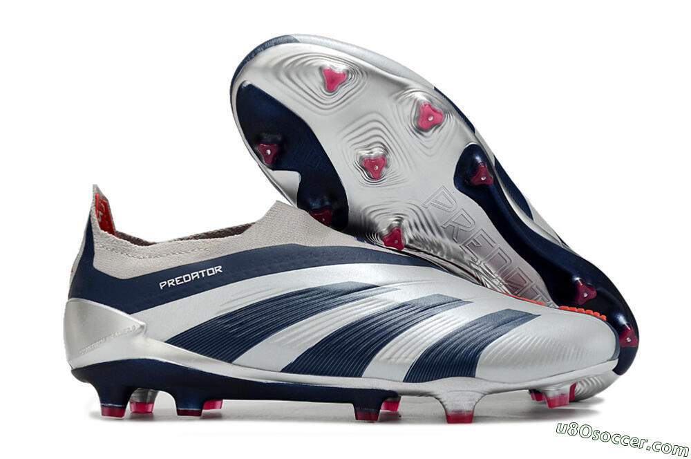 Adidas Predator Accuracy+ Laceless FG Firm Ground Soccer Cleats - Silver/Blue/Red 1